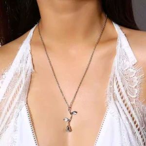 New Original Silver Rose Necklace Pendant With Chain